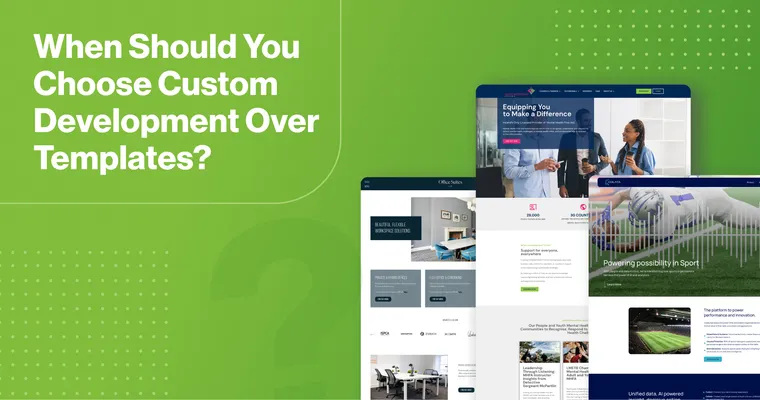 2Cubed_Blog_When Should You Choose Custom Development Over Templates_ Screenshot collage of 2Cubed website projects illustrating custom web development versus template-based designs.